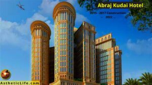 Abraj Kudai Hotel largest hotel view from the land with sky background