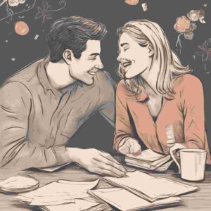 couple is exchanging heartfelt surprises, such as leaving notes, sharing thoughtful gifts, or planning spontaneous getaways in relationship