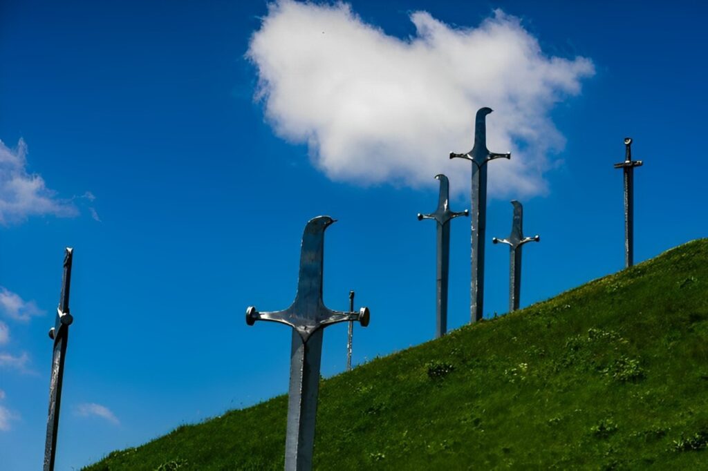 The Majestic Giant Swords at Didgori Battle Monument, Georgia