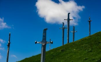 The Majestic Giant Swords at Didgori Battle Monument, Georgia