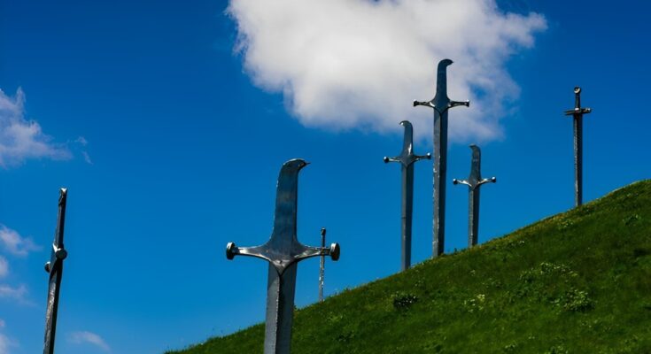 The Majestic Giant Swords at Didgori Battle Monument, Georgia