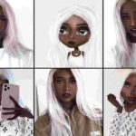 Bee Melvnin, a Gambian model who has silver-white hair since birth