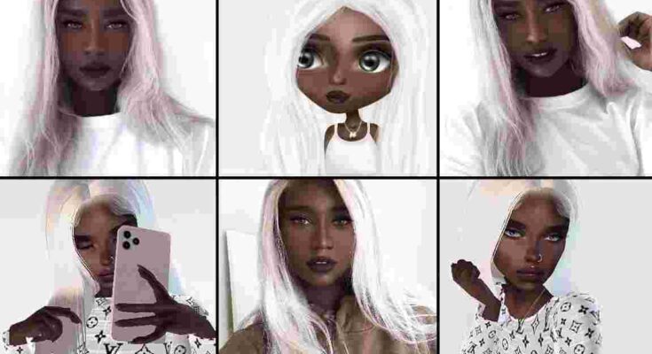 Bee Melvnin, a Gambian model who has silver-white hair since birth