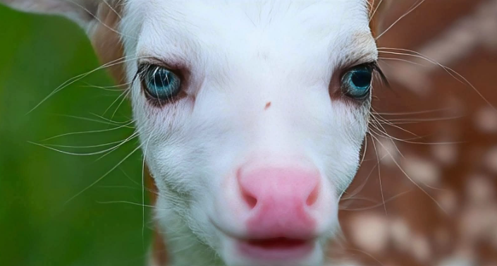 The Enchanting Tale of “Dragon” — A Rare White Deer with Blue Eyes